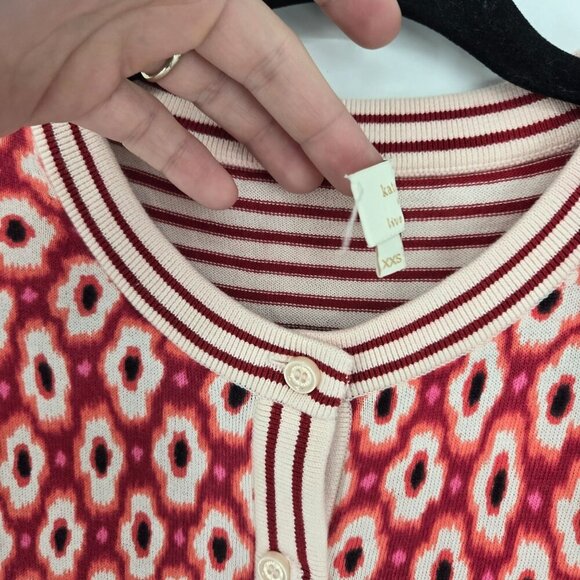 Kate spade New York Live colorfully XXS Posy Ikat Red Chestnut button cardigan - Picture 5 of 10